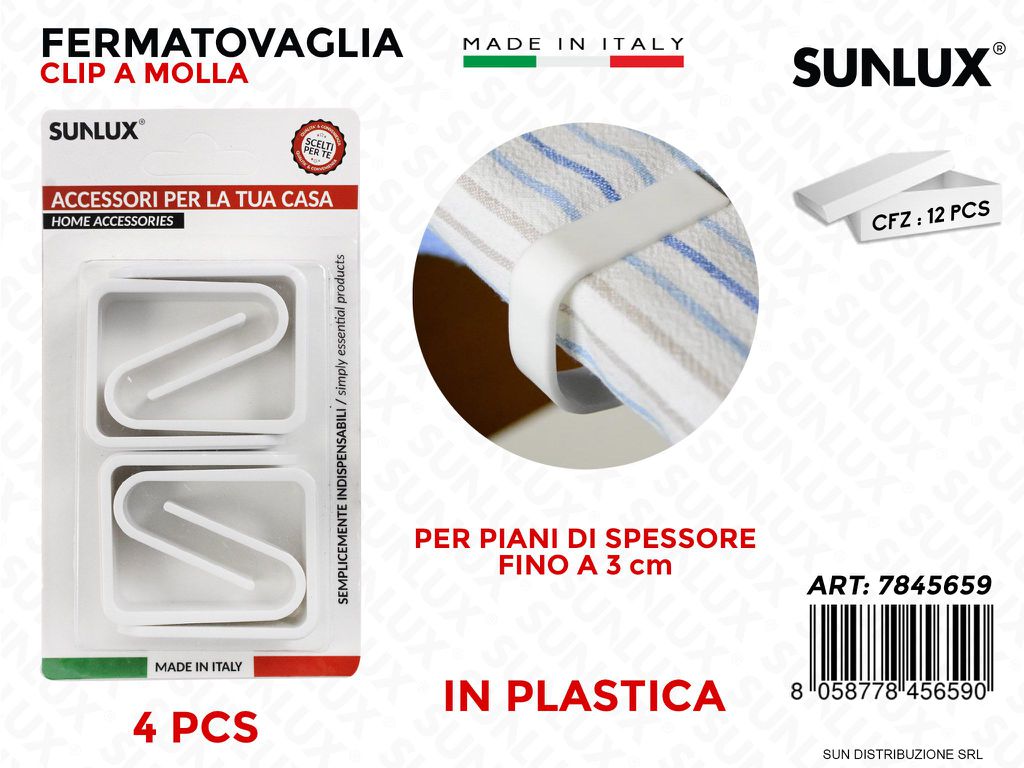 Fermatovaglia a Molla Bianco 4PCS