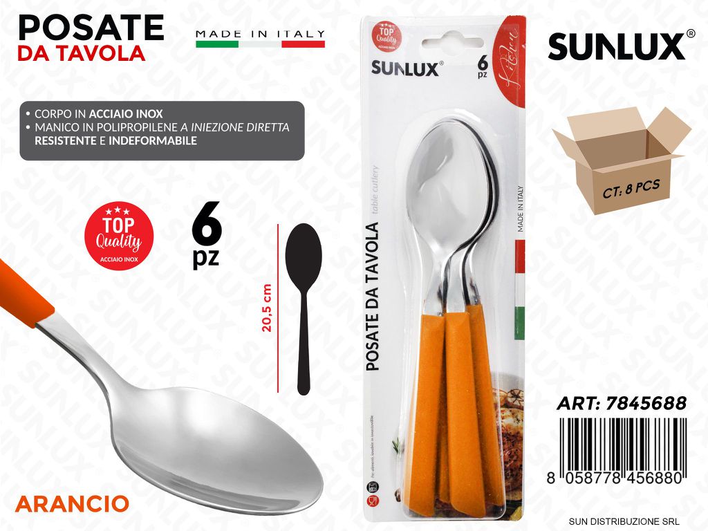 Cucchiaio in Acciaio Inox Aranc. 6PCS 20.5CM