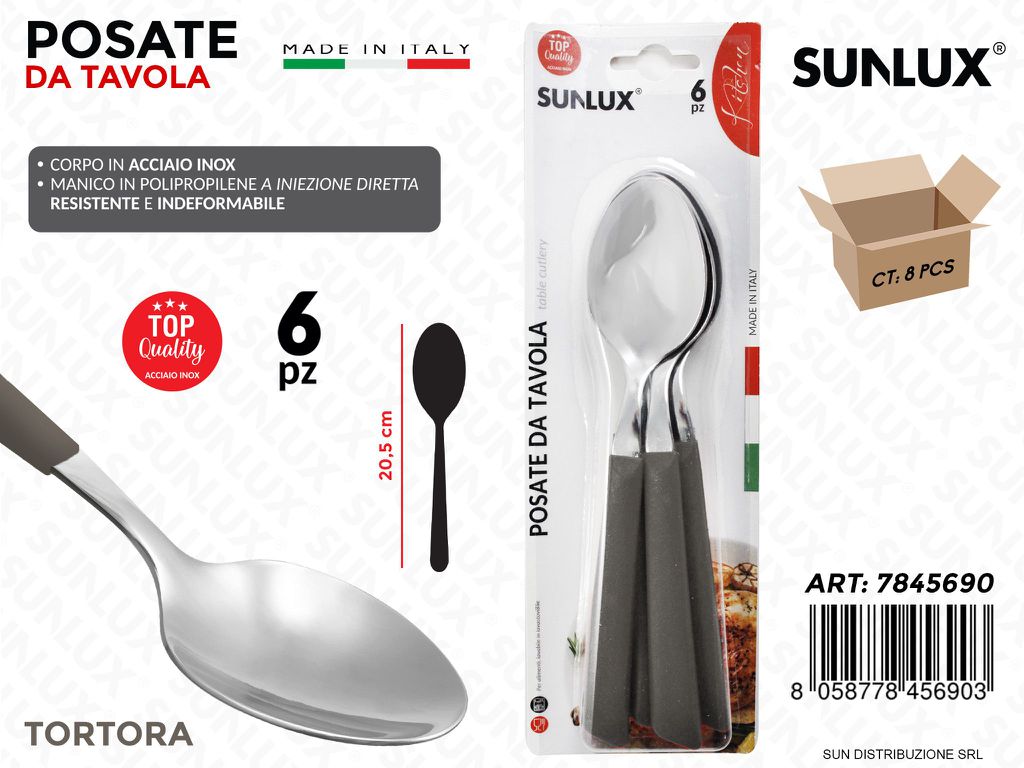 Cucchiaio in Acciaio Inox Tortora 6PCS 20.5CM