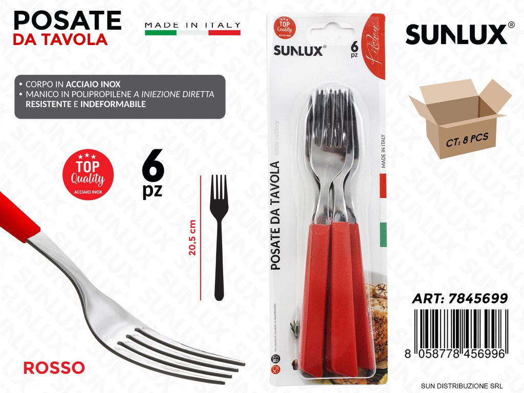 Forchette in Acciaio Inox Rosso 6PCS 20.5CM