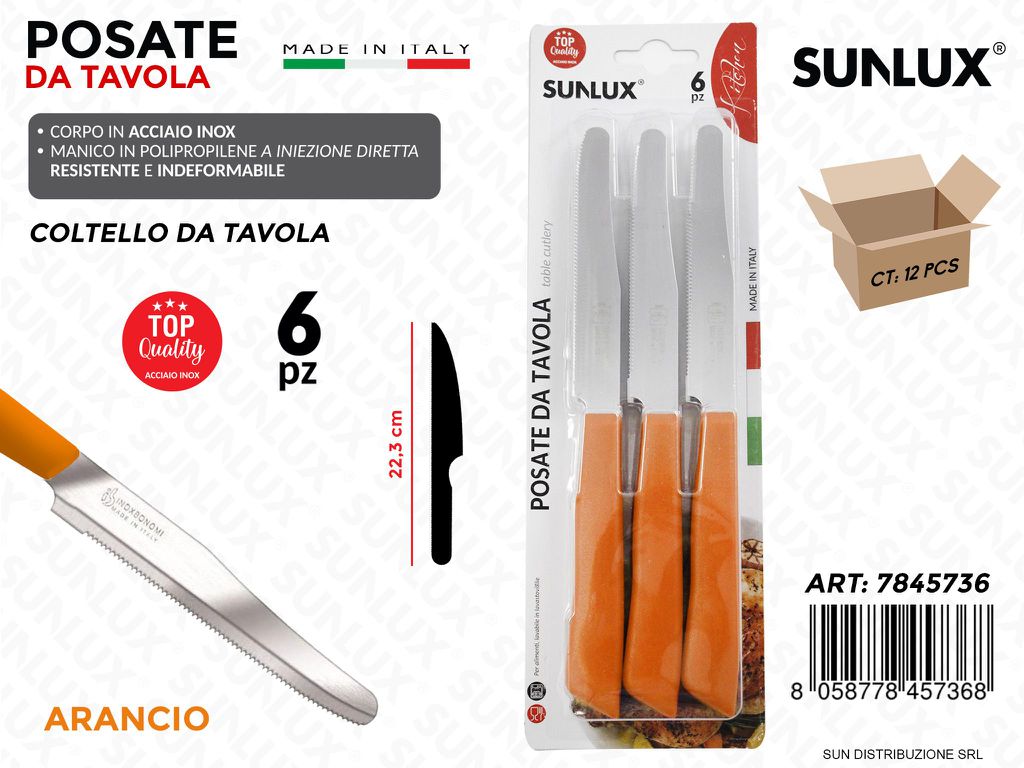 Coltello da Tavola Acciaio Inox Aranc. 6PCS