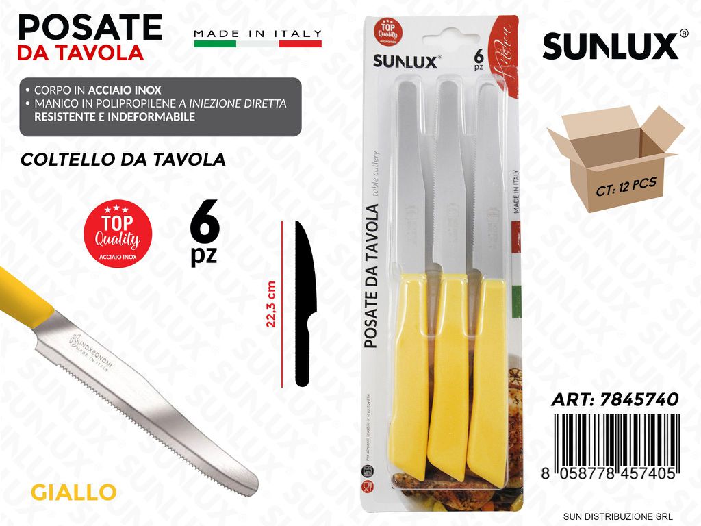 Coltello da Tavola Acciaio Inox Giallo 6PCS