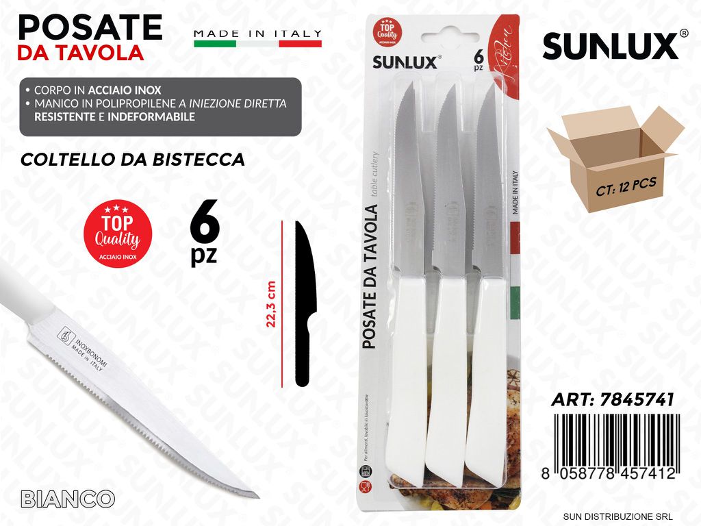 Coltello Bistecca Acciaio Inox Bia. 6PCS