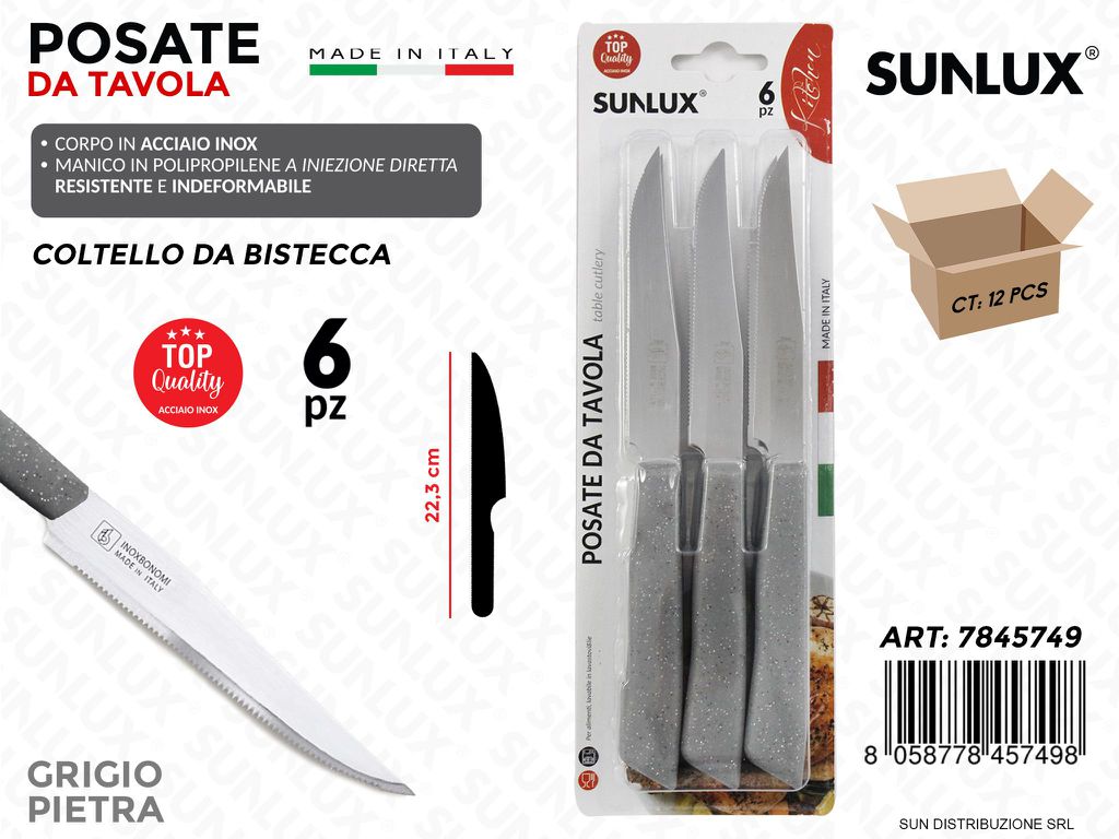 Coltello Bistecca Acciaio Inox Gr. Pietra 6PCS
