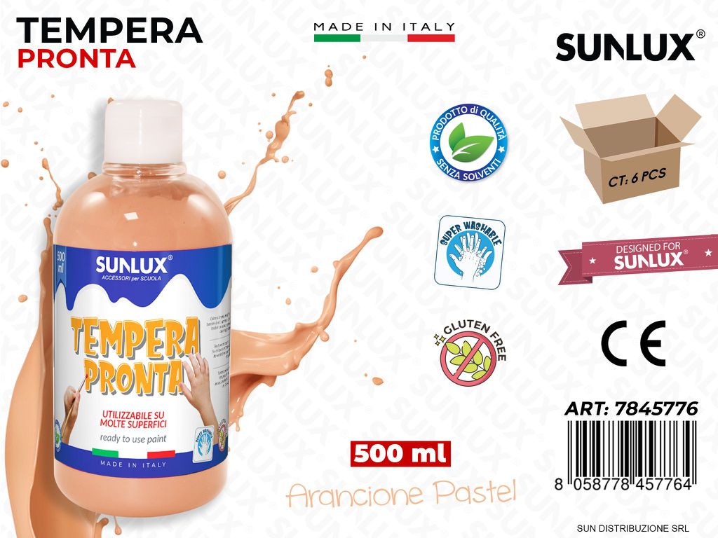 Tempera Pronta Arancione Pastel 500ML