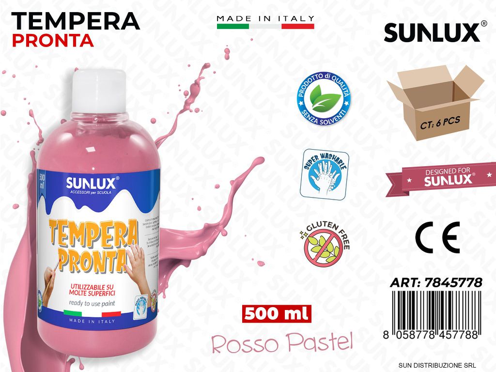 Tempera Pronta Rosso Pastel 500ML
