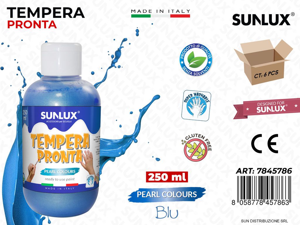 Tempera Pronta Blu Perlato 250ML