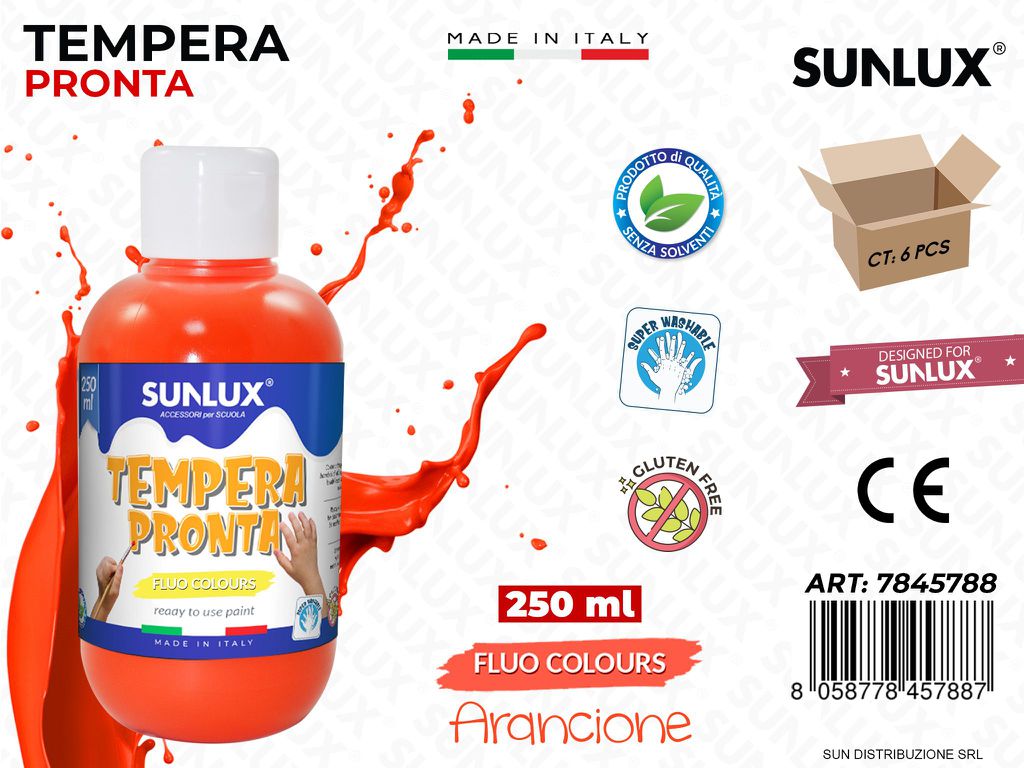 Tempera Pronta Arancio Fluo 250ML
