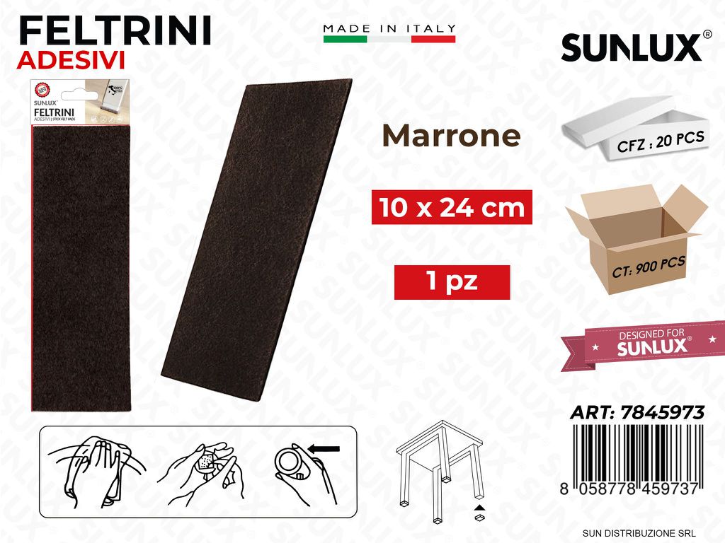 Feltrini Adesivi Marrone 10*24CM 1PC /Pz da 20BL