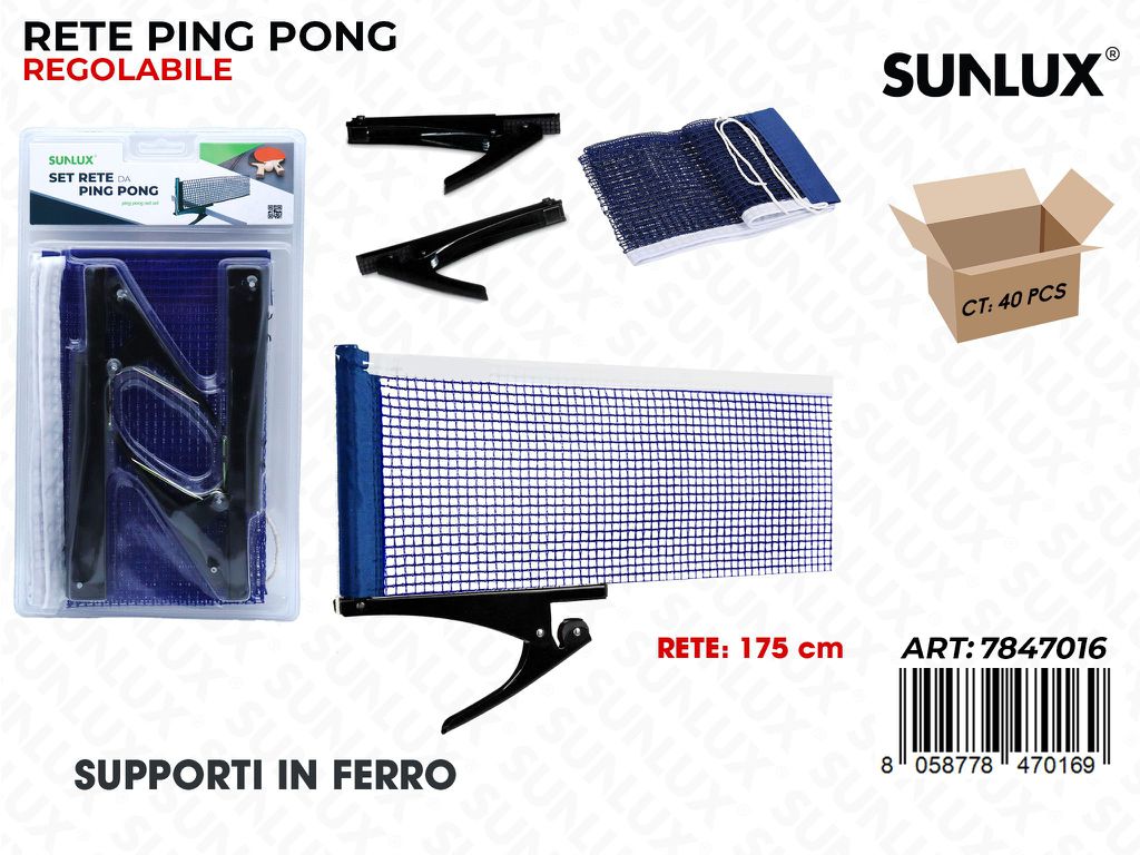 Sunlux Set Rete Pingpong Regolabile 175CM