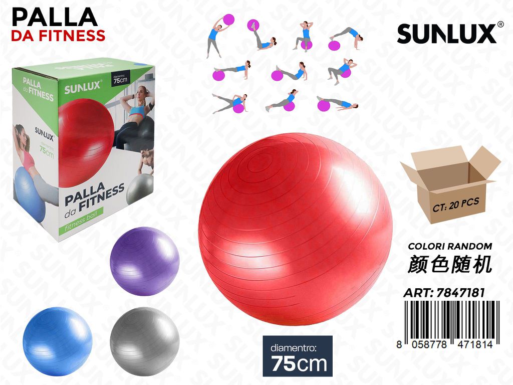 Sunlux Palla da Fitness D.75CM Col. Ass.