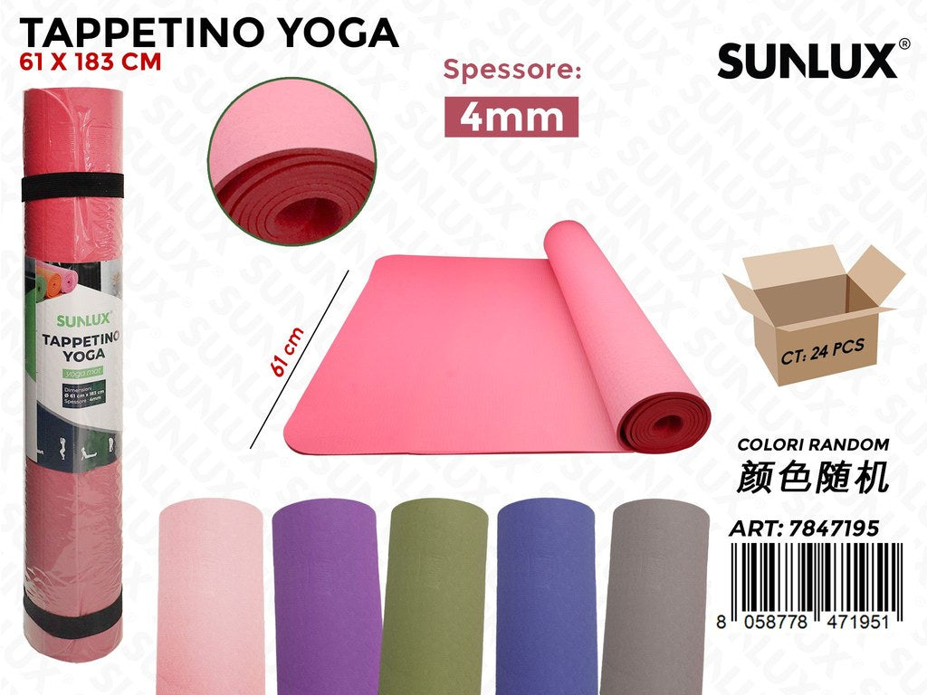 Sunlux Tappetino Yoga Tpe Col. Ass. 61*183CM*4MM