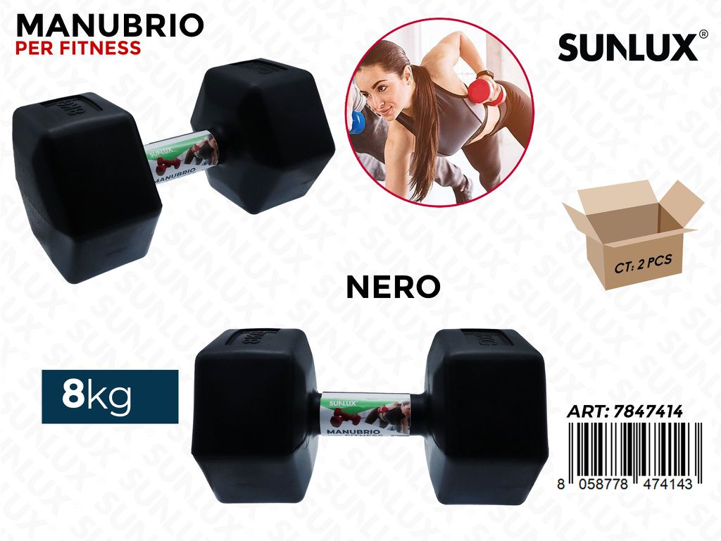 Sunlux Manubrio Fitness 8KG Nero