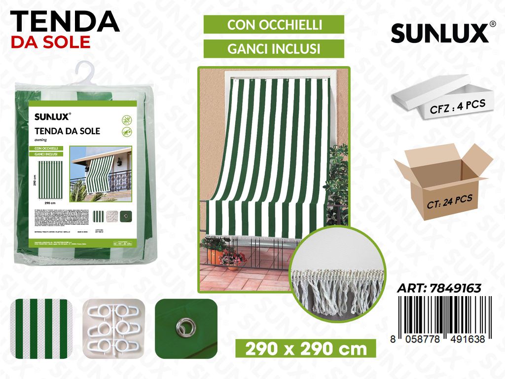 Sunlux Tenda da Sole Righe Ve. c/Ganci 290*290CM