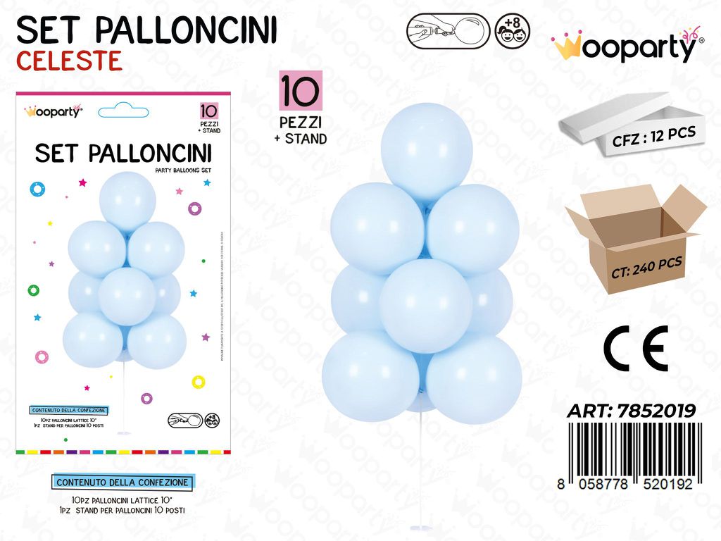 Wooparty Set Pallon. c/ Stand Cel. 10PCS
