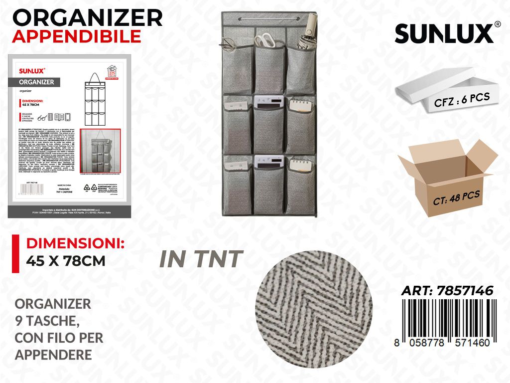 Sunlux Organizer Append. c/ 9 Tasche 45*78CM /Pzda 6