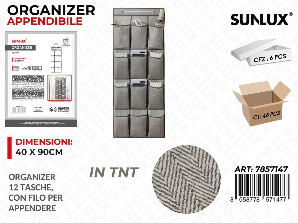 Sunlux Organizer Append. c/ 12 Tasche 40*90CM /Pzda 6
