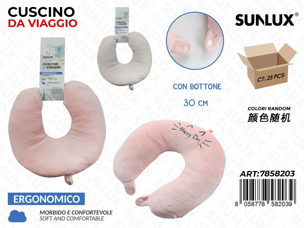 Sunlux Cuscino da Viaggio Soft Ass. 30CM