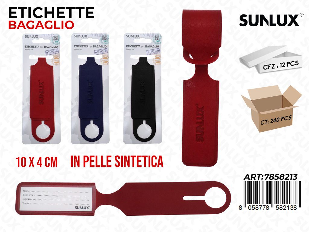 Sunlux Etichetta Bagaglio Pelle Sint. 10*4CM Ass.