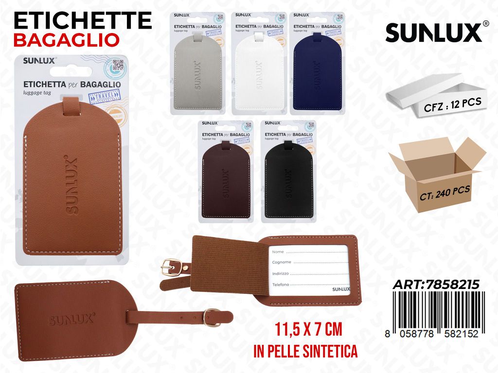 Sunlux Etichetta Bagaglio Pelle Sint. 11.5*7CM Ass.