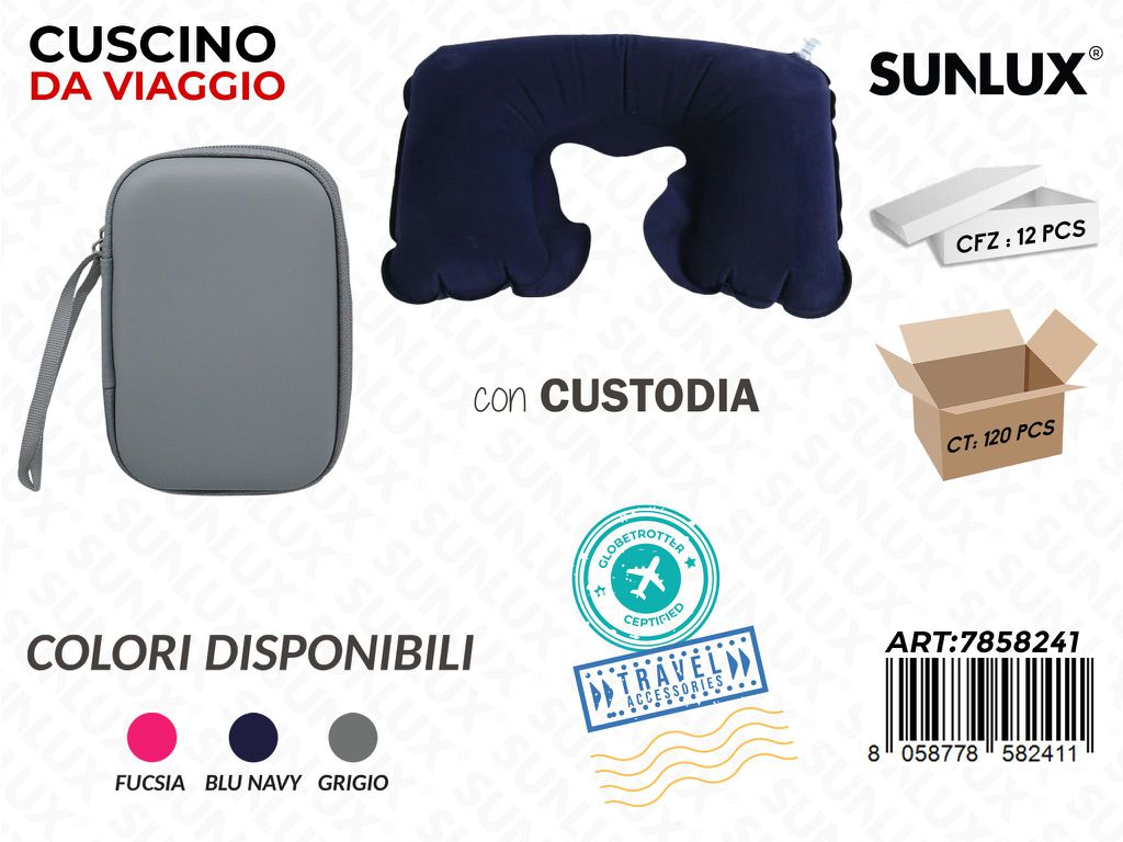 Sunlux Cuscino da Viaggio con Custodia 3COL.ASS