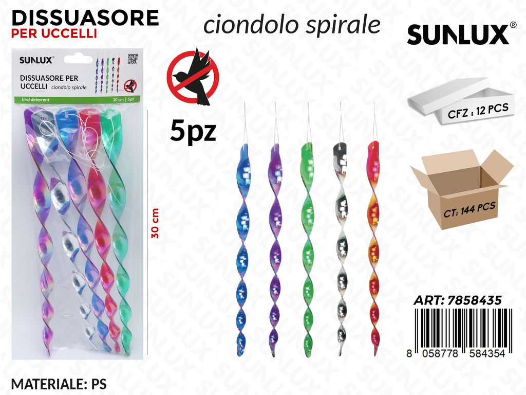 Sunlux Dissuasore per Uccelli Ciondolo 5PCS 30CM