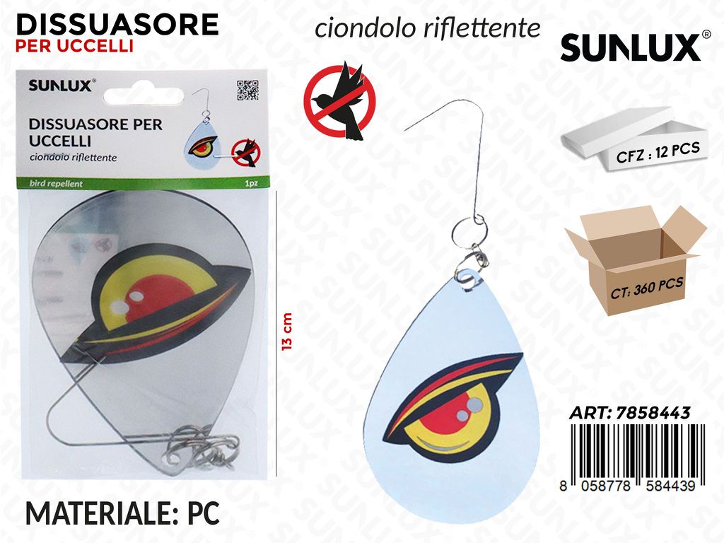 Sunlux Dissuasore per Uccelli Ciondolo 13CM