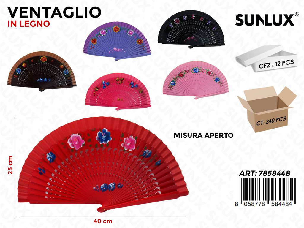 Sunlux Ventaglio in Legno Ass. 40*23CM