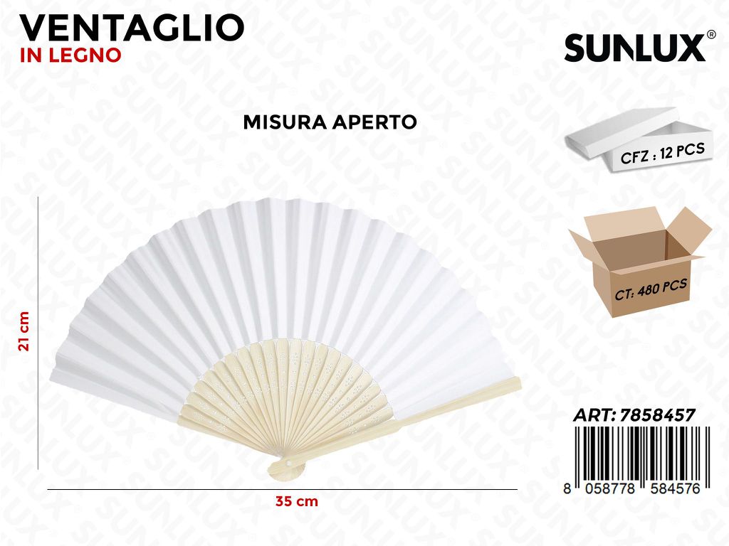 Sunlux Ventaglio in Legno Bianco 35*21CM