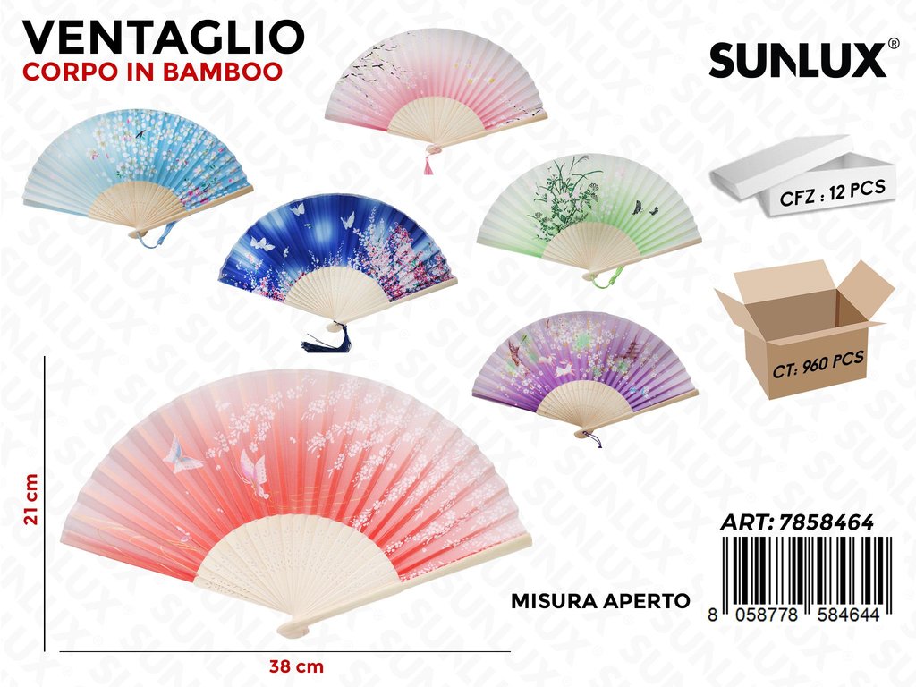 Sunlux Ventaglio in Bamboo Ass. 38*21CM