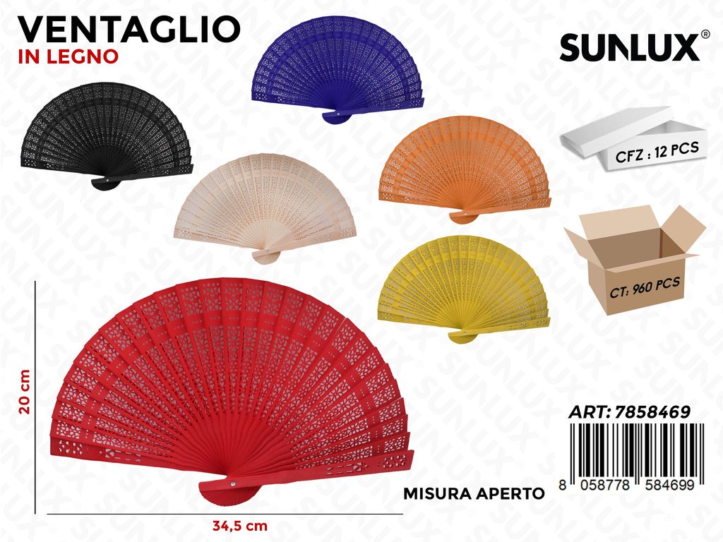 Sunlux Ventaglio in Legno Ass. 34.5*20CM