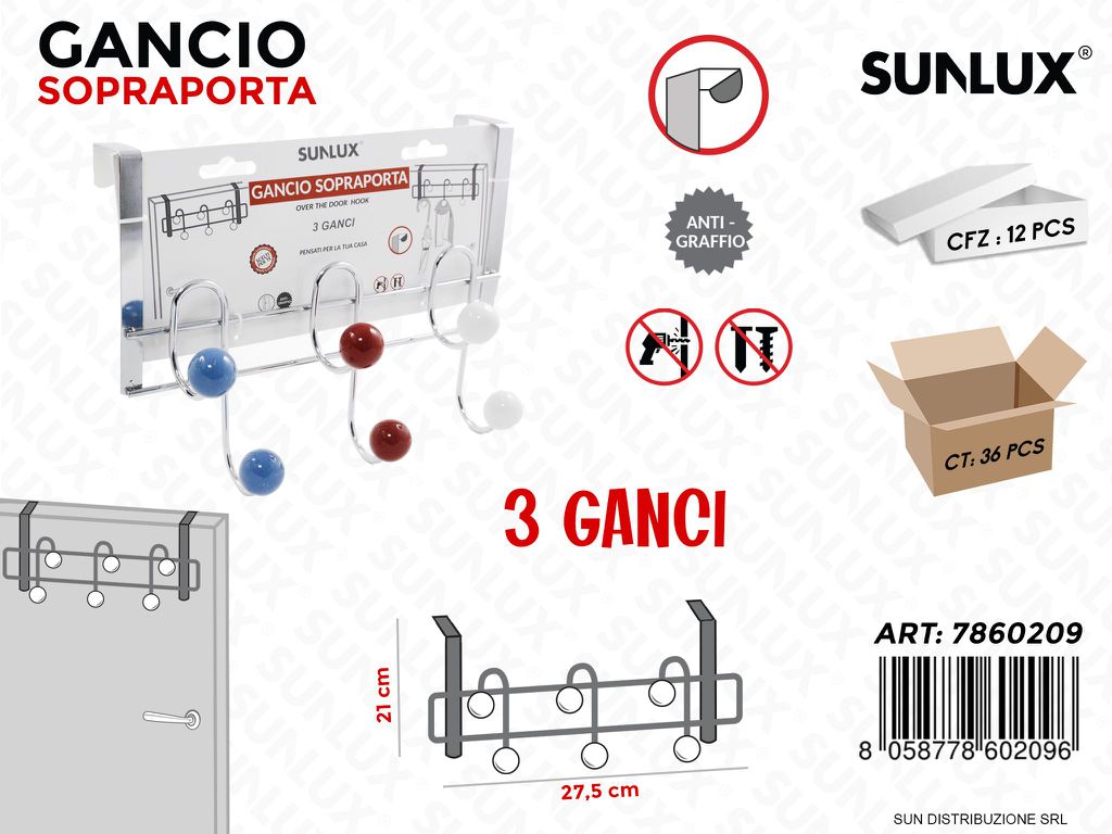 Gancio Sopraporta 3GANCI Col. 27.5*21 Cm