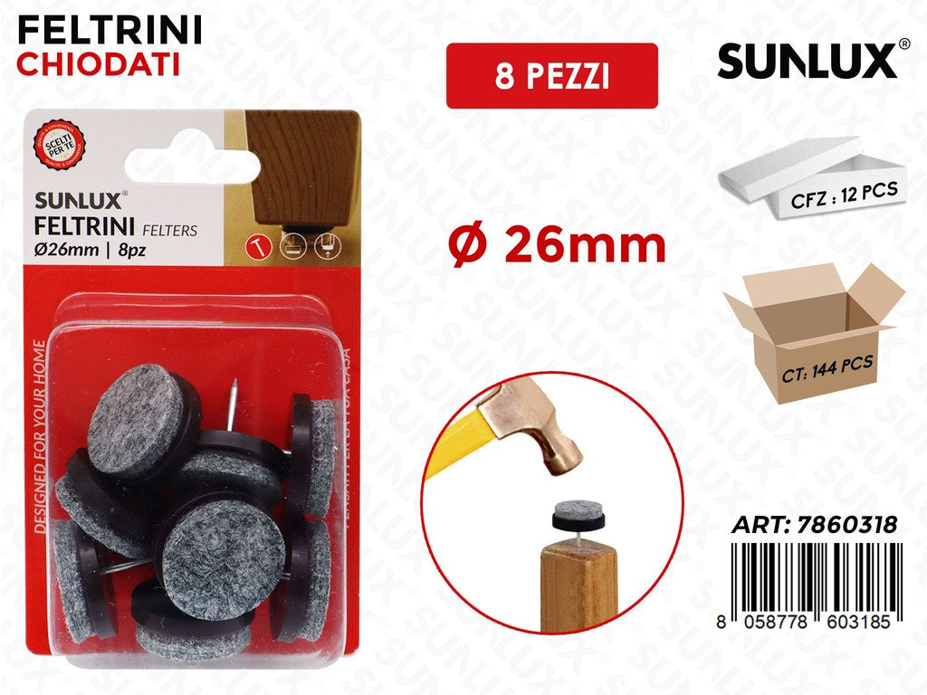 Sunlux Feltrini Chiodati Tondi 8PCS D.26MM