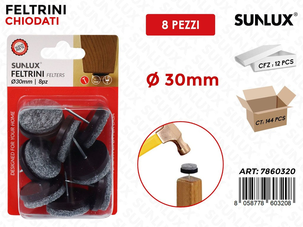 Sunlux Feltrini Chiodati Tondi 8PCS D.30MM