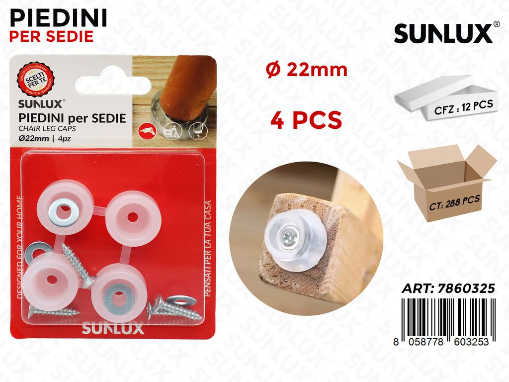 Sunlux Piedini per Sedie 4PCS D.22MM