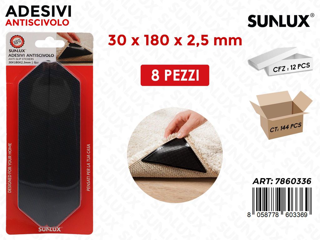 Sunlux Adv Antiscivolo Nero 8PCS 30*180*2.5MM