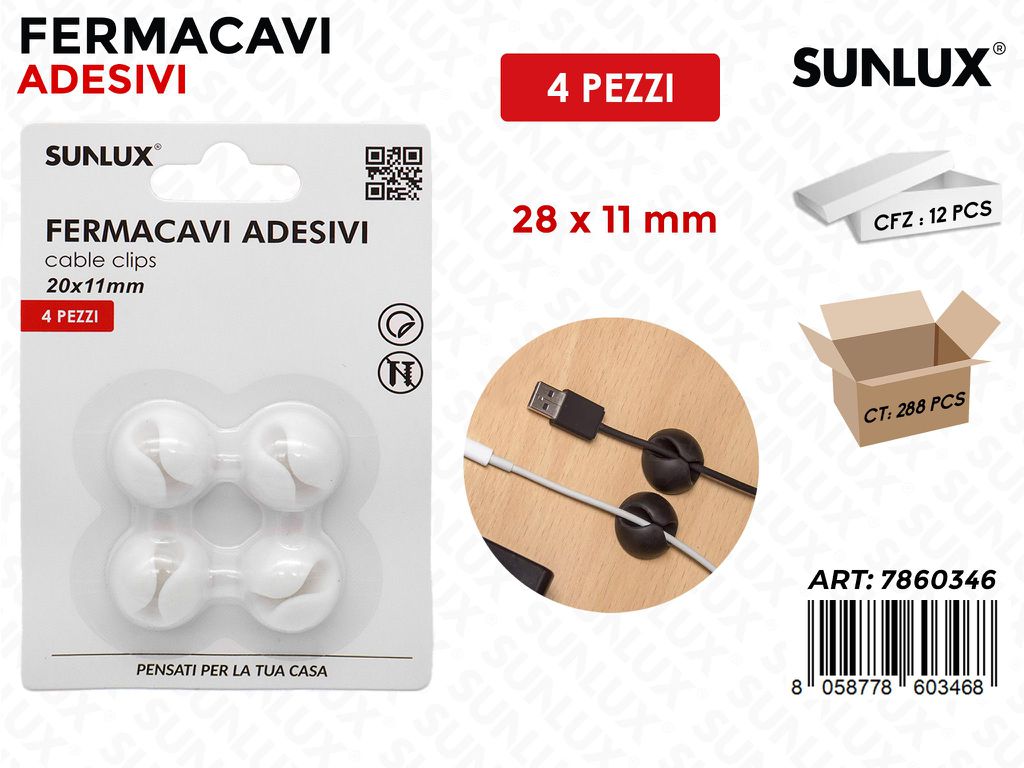 Sunlux Fermacavi Adv Bia. 4PCS 28*11MM