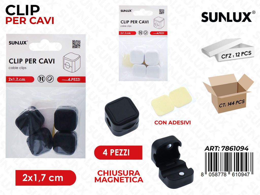 Sunlux Clip per Cavi Magn. 4PCS 2*1.7CM