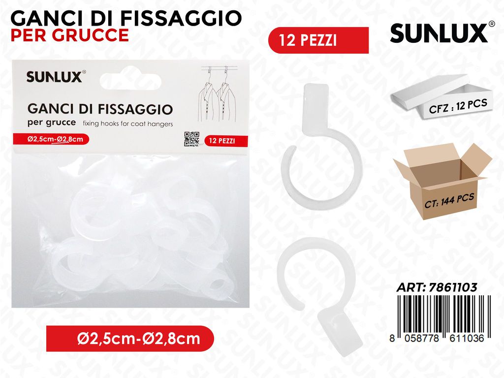 Sunlux Ganci Fiss. per Grucce 12PCS D.2.5-2.8CM