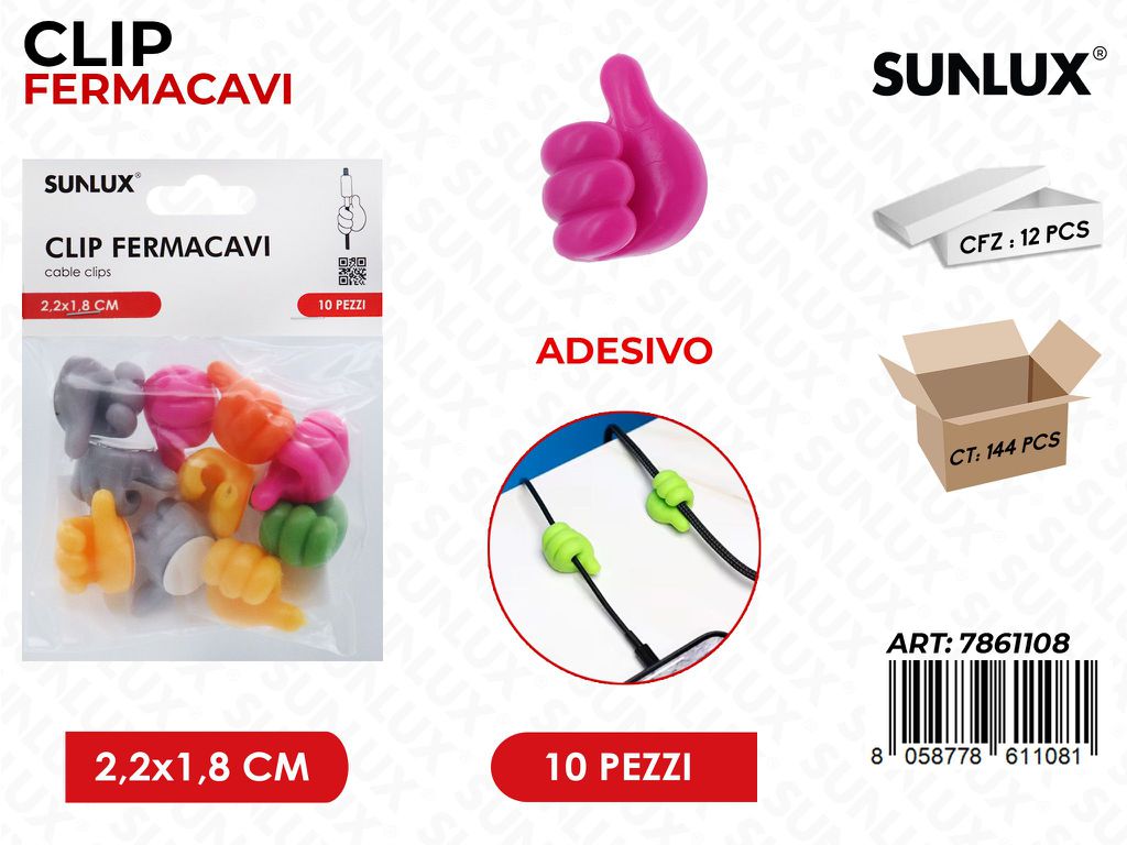Sunlux Clip Fermacavi Adv 10PCS 2.2*1.8CM