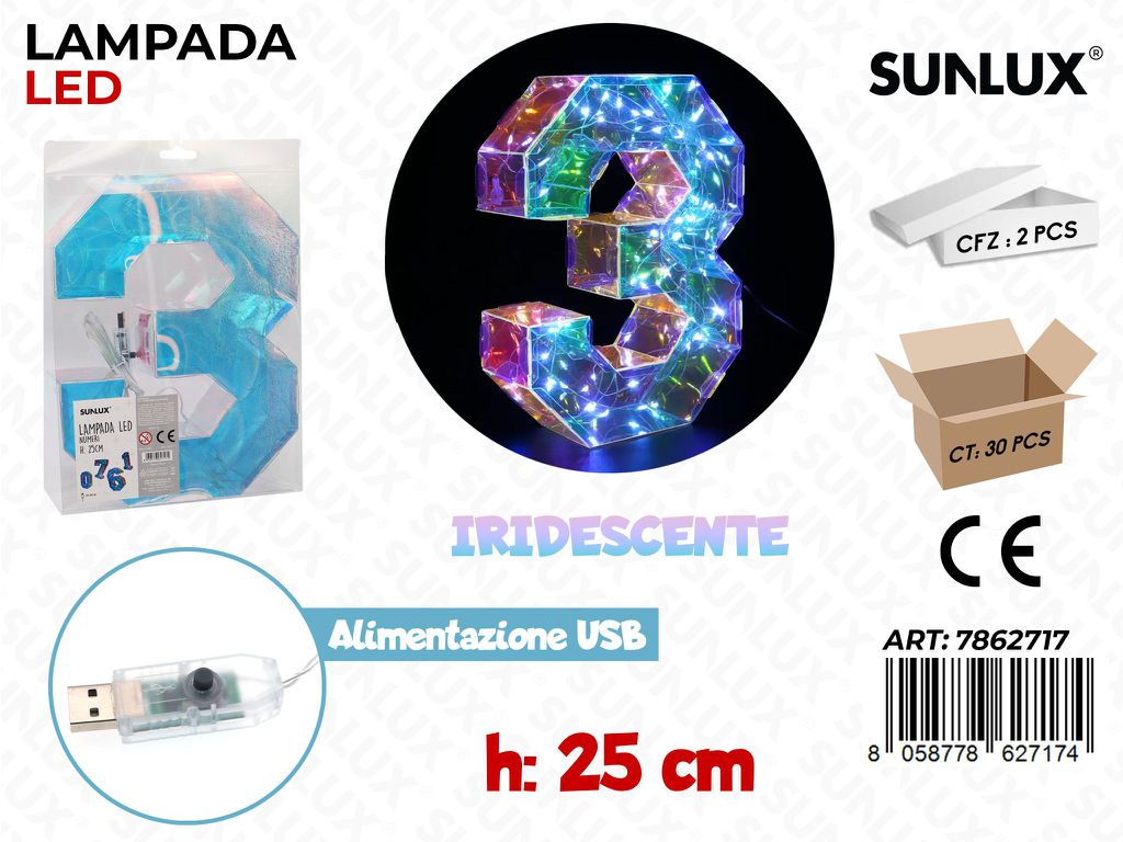 Sunlux Lampada Led Usb N.3 Iridesc. 25CM