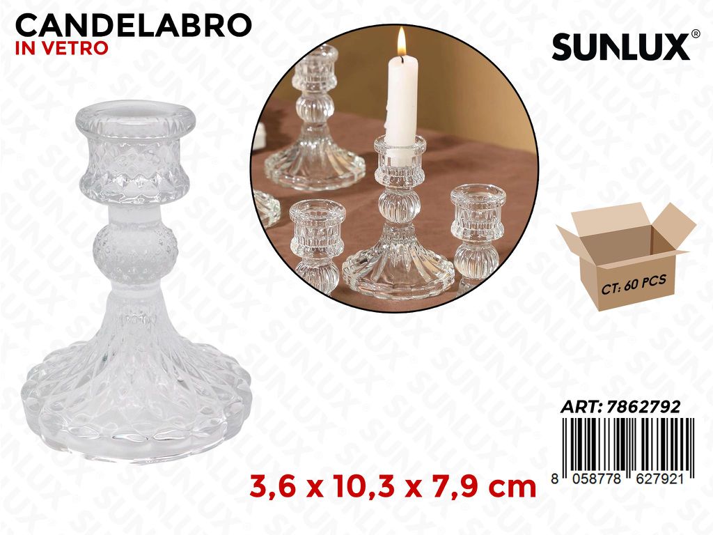 Sunlux Candelabro in Vetro 3.6*10.3*7.9CM