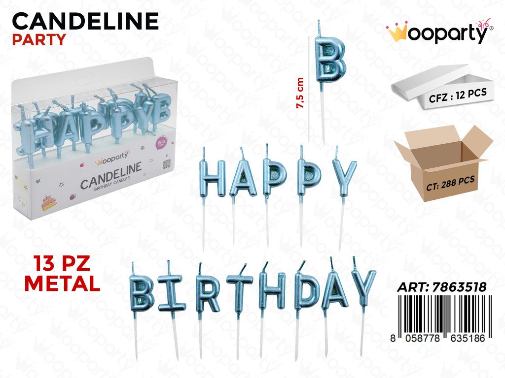 WOOPARTY CANDELINE H. BIRTHDAY METAL 13PCS 7.5CM