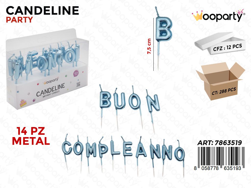 WOOPARTY CANDELINE B. COMPL. METAL 14PCS 7.5CM