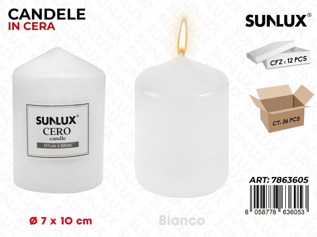 Sunlux Candela Moccolo Bianco D.7-10CM