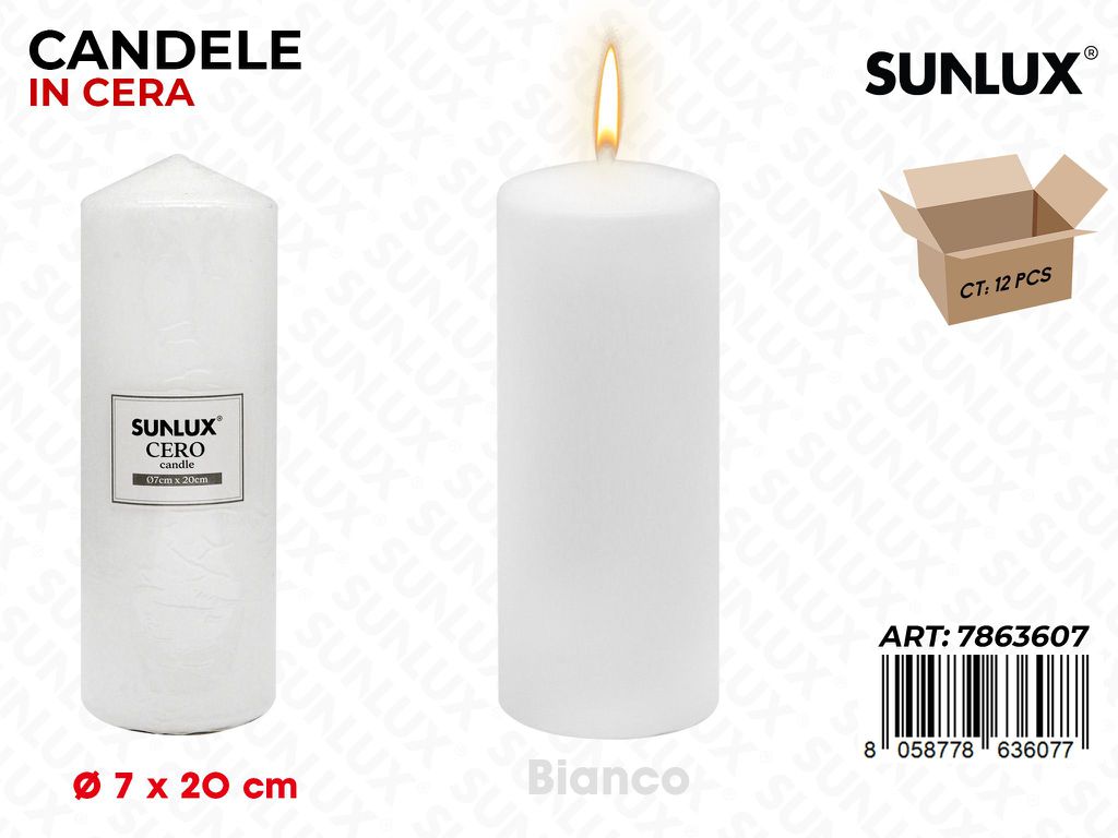 Sunlux Candela Moccolo Bianco D.7*20CM