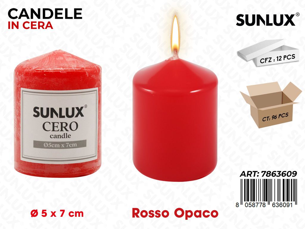 Sunlux Candela Moccolo Rosso Opaco D.5*7CM