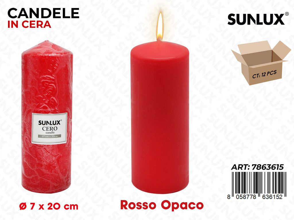 Sunlux Candela Moccolo Rosso Opaco D.7*20CM