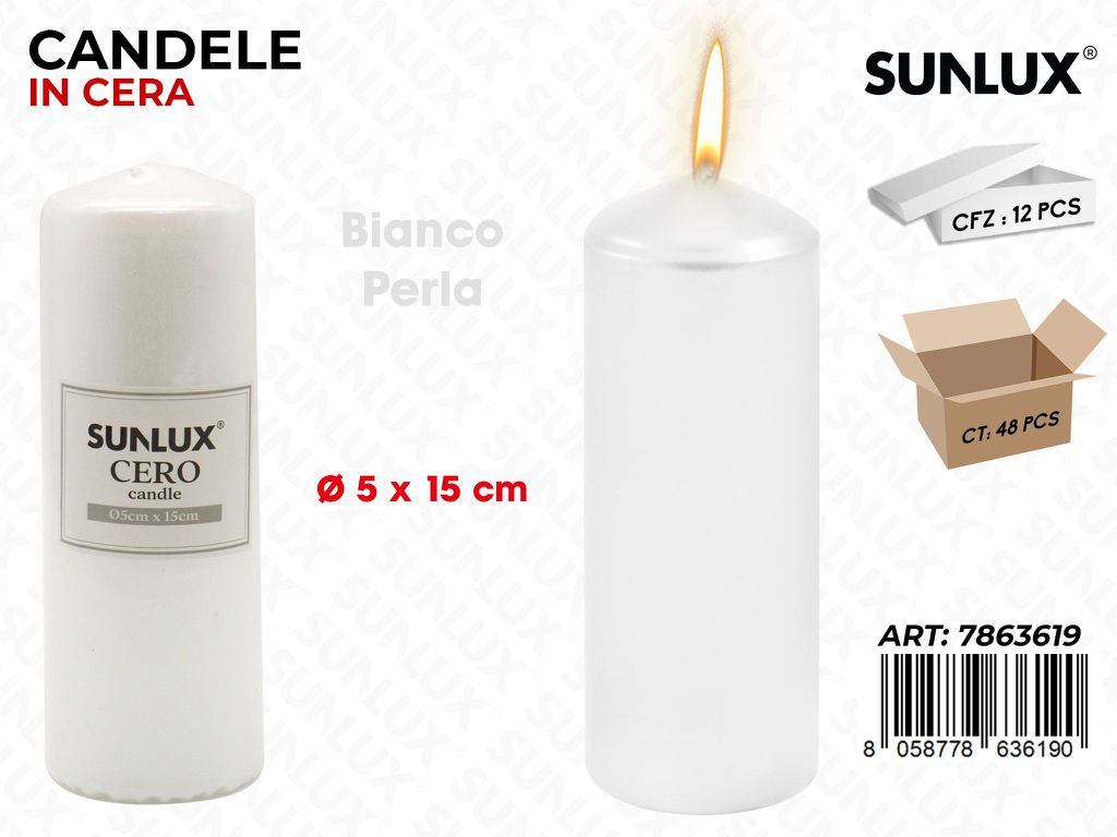 Sunlux Candela Moccolo Bia. Perla D.5*15CM