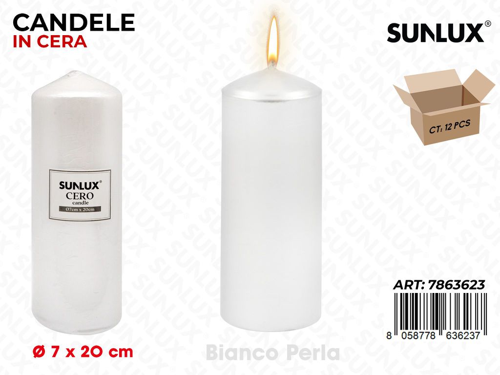 Sunlux Candela Moccolo Bia. Perla D.7*20CM